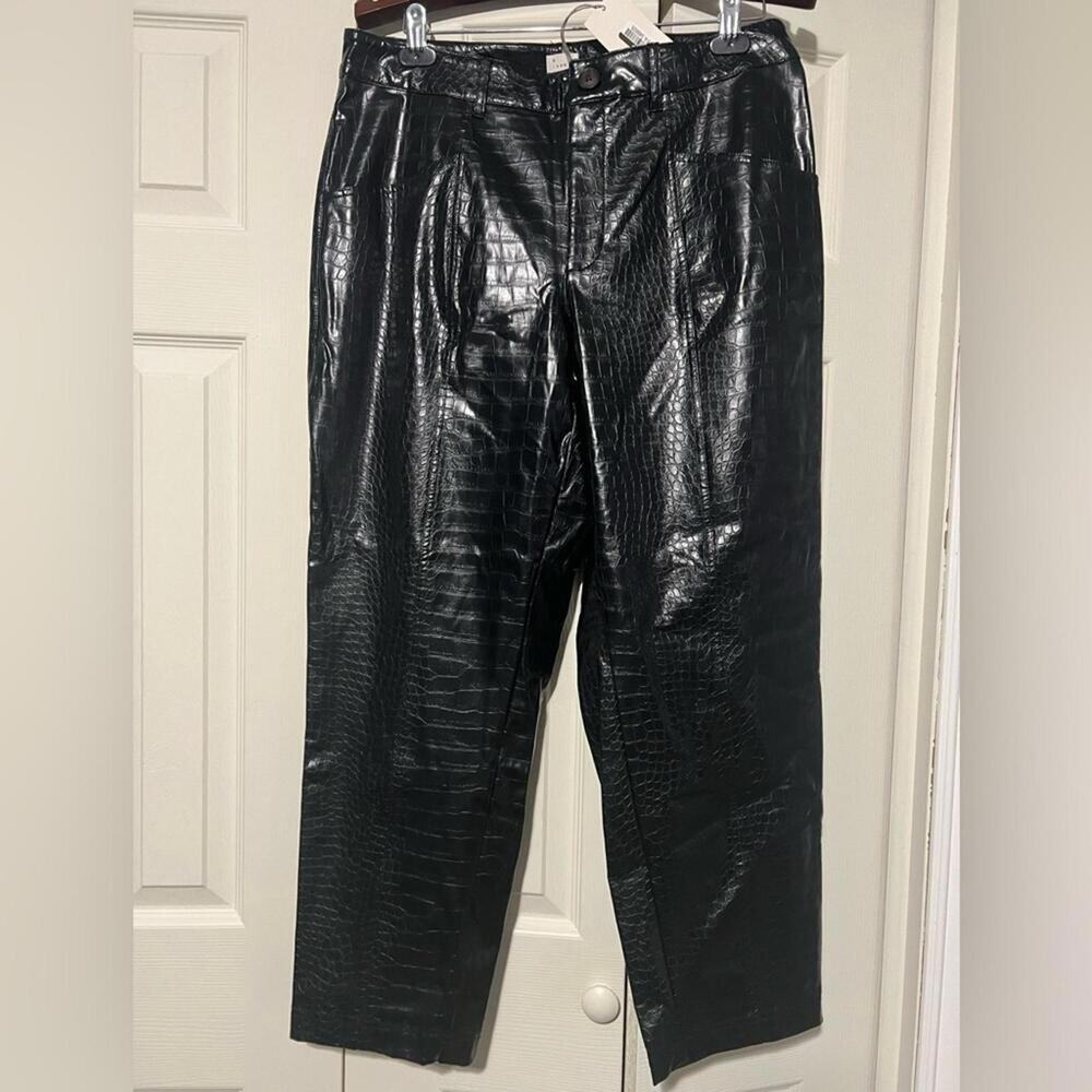 A New Day Faux Leather Pants Croc Embossed Black High Rise NWT Multiple Sizes
